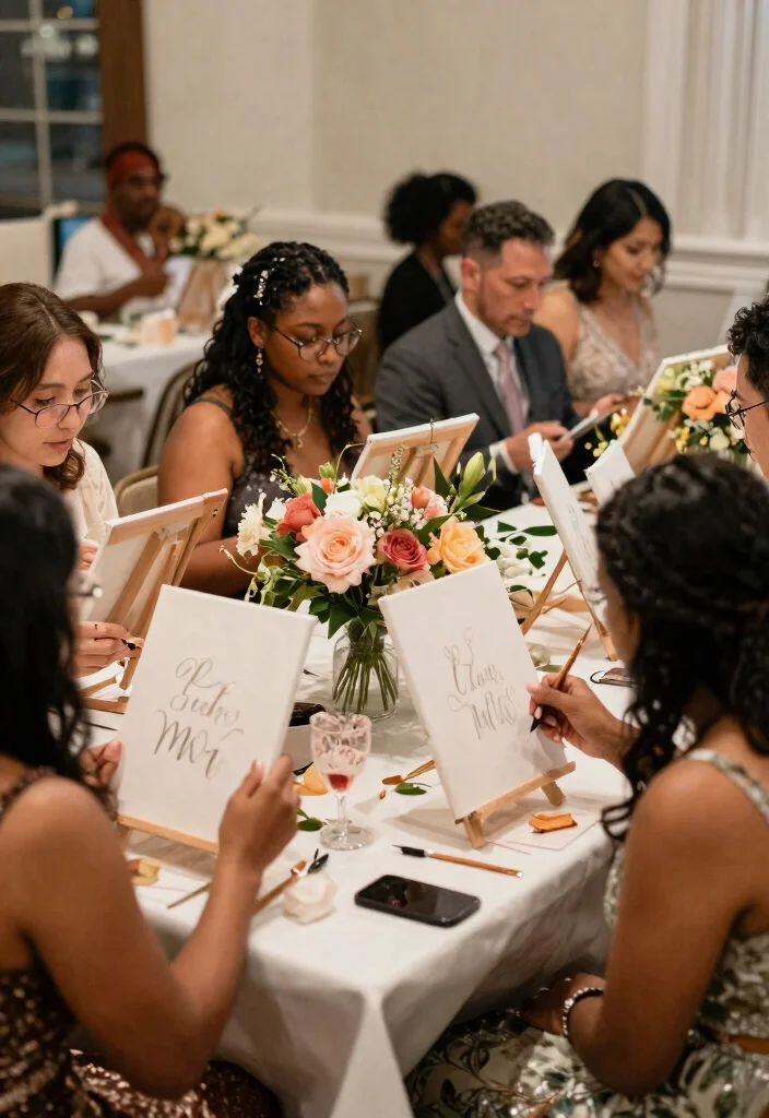 15 Wedding Guest Table Ideas That Get People to Actually Sit - 3. DIY Activity Stations 1