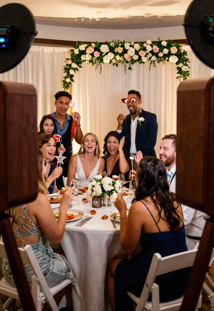 15 Wedding Guest Table Ideas That Get People to Actually Sit - 6. Photo Booth Fun 1