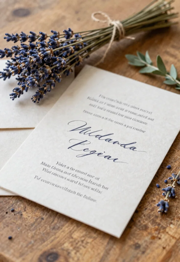 15 Wedding Invitations Flowers That Match Your Real Bouquet - 1. Dried Lavender Elegance 1