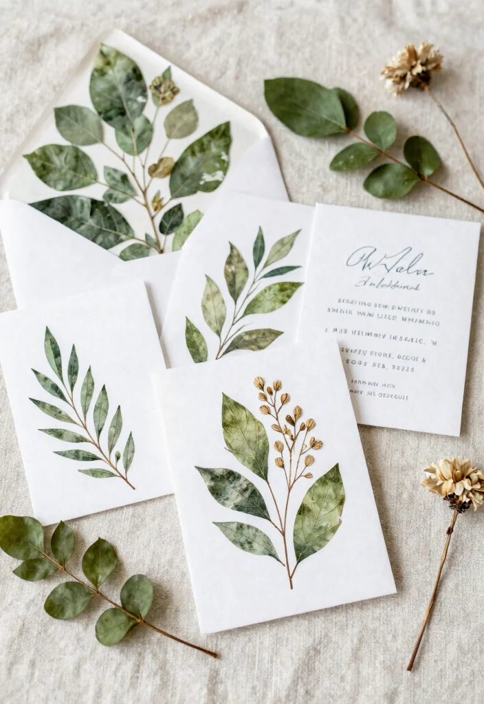 15 Wedding Invitations Flowers That Match Your Real Bouquet - 14. Unique Foliage Accents 1