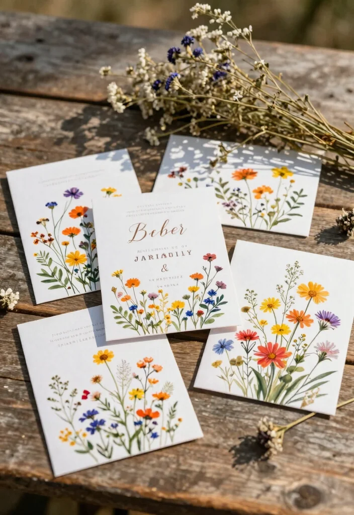 15 Wedding Invitations Flowers That Match Your Real Bouquet - 3. Whimsical Wildflowers 1