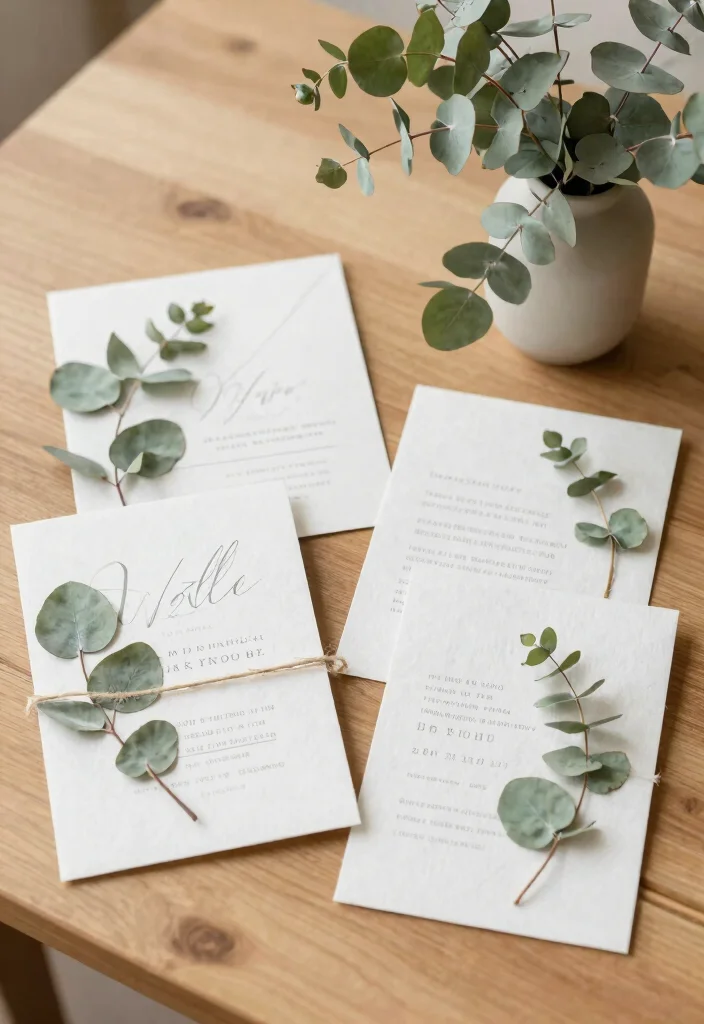 15 Wedding Invitations Flowers That Match Your Real Bouquet - 4. Elegant Eucalyptus Touch 1