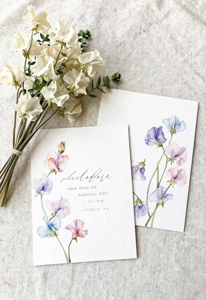 15 Wedding Invitations Flowers That Match Your Real Bouquet - 9. Sweet Pea Charm 1