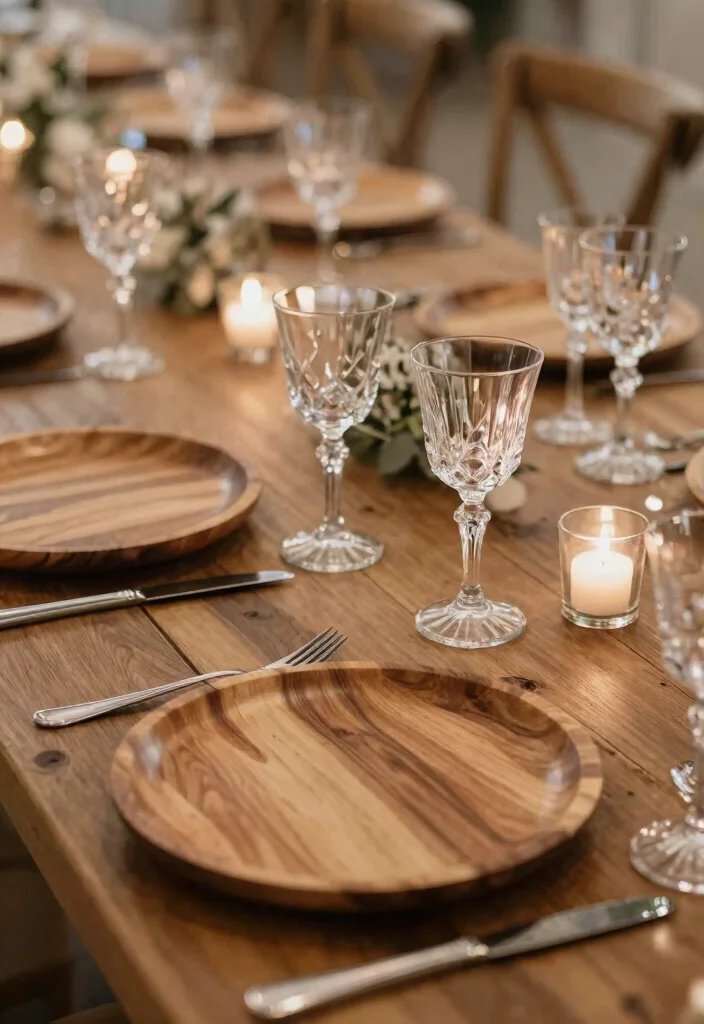 15 Whimsical Wedding Table Decor Ideas That Don't Look Childish - 4. Rustic Wood and Elegant Glass 1