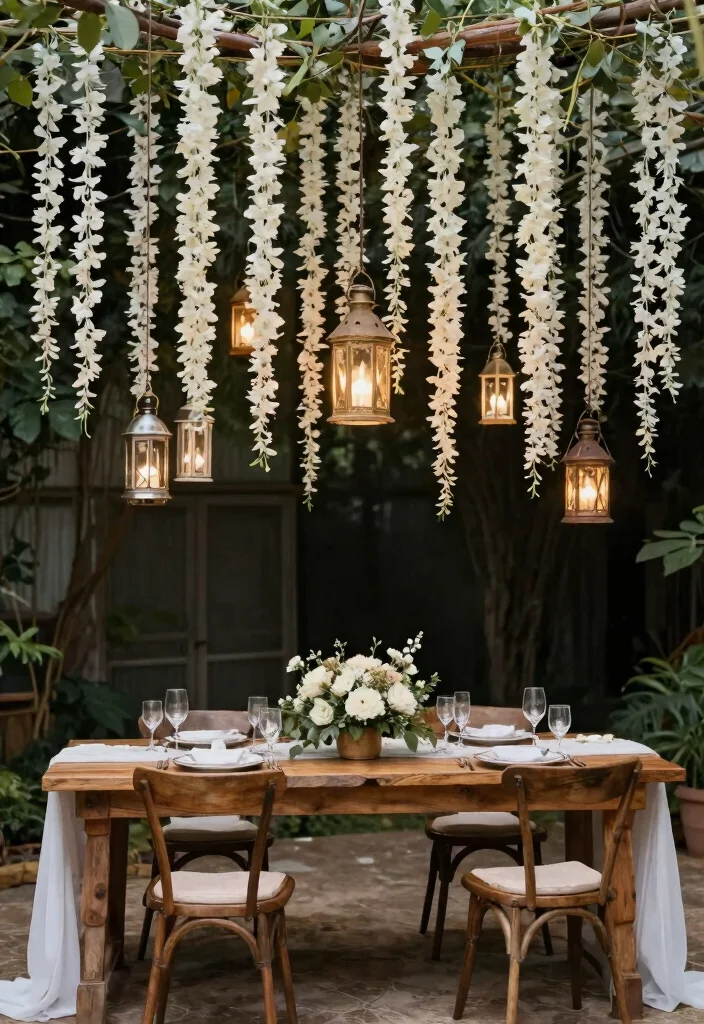15 Whimsical Wedding Table Decor Ideas That Don't Look Childish - 6. Charming Hanging Elements 1