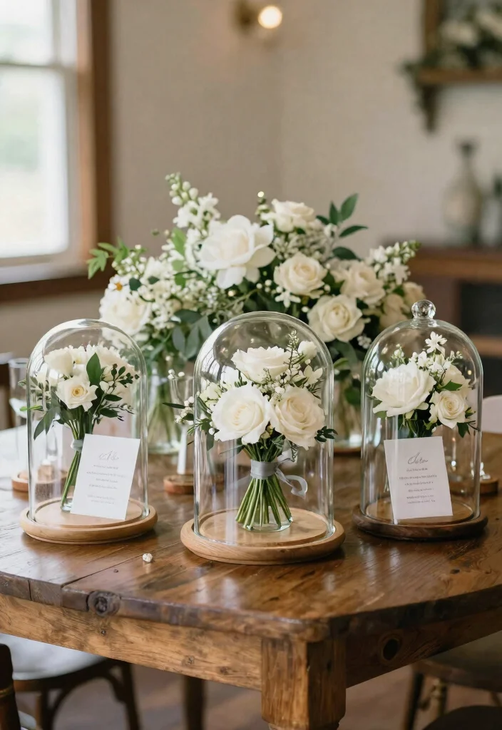 15 Whimsical Wedding Table Decor Ideas That Don't Look Childish - 8. Elegant Glass Cloche Displays 1